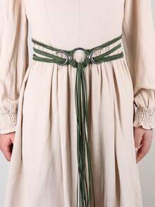 Thắt lưng phù thủy thời Trung cổ Bắc Âu cổ điển | Thiết kế dây điều chỉnh, trang trí dệt | Màu nâu/xanh lá cây cổ điển | Thích hợp cho trò chơi nhập vai, tiệc theo chủ đề và trang phục thời Phục Hưng | Khóa kim loại bền | Vải sợi nhỏ dệt | Eo điều chỉnh | Khóa kim loại bền, phụ kiện phù thủy, Halloween - A - Xem 2