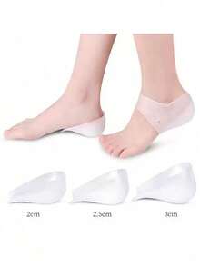 QKC 2pcs Height Increase Insoles, Invisible Silicone Insoles, Height Increase Gel Insoles, Breathable Insoles And Men/Women Heel Protectors