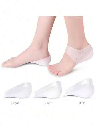 QKC 2 piezas Plantillas para aumentar la altura, Plantillas de silicona invisibles, Plantillas de gel para aumentar la altura, Plantillas transpirables y Protectores de talón para hombres/mujeres