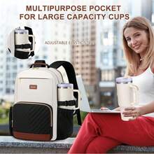 Laptop Backpack For Women Bookbag: 15.6 Inch Work School Backpacks With Pouch Pocket For Large Capacity Cup & USB Charger College Book Bag Outdoor Travel Business Nurse Teacher Bookbags Anti-Theft Back Pack Large Capacity Schoolbag Stylish Multi-Functional Multi-Layered Portable Cabin Bag - Maillard - Xem 2