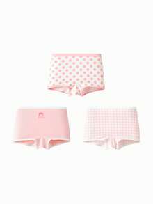 Balabala Girls Cotton Underwear 3 Packs Boxer Shorts Anti-Bacterial - Red Hue - View 1