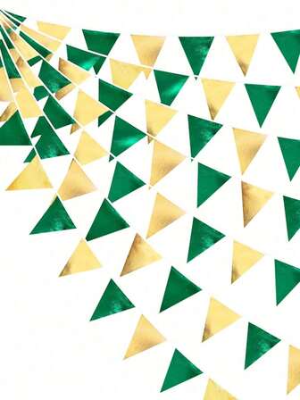 1/2/5'li Yeşil ve Altın Parti Dekorasyonu Üçgen Flama Afiş Seti - Mezuniyet, Doğum Günü, Emeklilik, Düğün, Gelin Duşu, İlkbahar/Yaz, Golf Temalı Açık Hava Parti Dekorasyonları İçin Uygundur