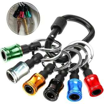 6 件套磁性钻头收纳钥匙扣套装 - 便携式 1/4 英寸六角柄，快速更换适配器，适用于螺丝刀头整理 | 非常适合 DIY 家居维修和手工项目