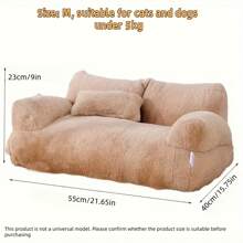 Comodo divano letto in peluche per animali domestici, letto per cani e gatti - rimovibile e lavabile, base antiscivolo, con cuscino incluso - colore caffè (disponibile in diverse misure)