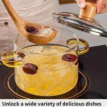 Glass Pots For Cooking 1.5L(50oz) Clear Pot With Lid For Stove Top Glass Saucepan For Noodle, Soup, Milk - 無色 - 查看 3