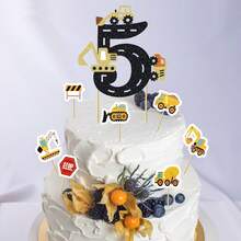1 件/15 件建筑主题 2/1/3/4/5 岁生日蛋糕装饰、挖掘机二/一/三/四/五岁生日蛋糕装饰（适用于 BB 派对）、卡车路标生日蛋糕装饰、建筑主题 2/1/3/4/5 周年派对装饰 - 彩色 - 查看 25