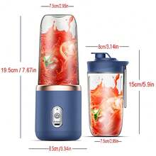 ASLING Electric Mini Juicer Rechargeable Multifunctional Portable Juicer Six Blades For Home Use Juice Blender USB Charging  Double Cup Body And 1 Sports Cup Cover - Blue - View 3