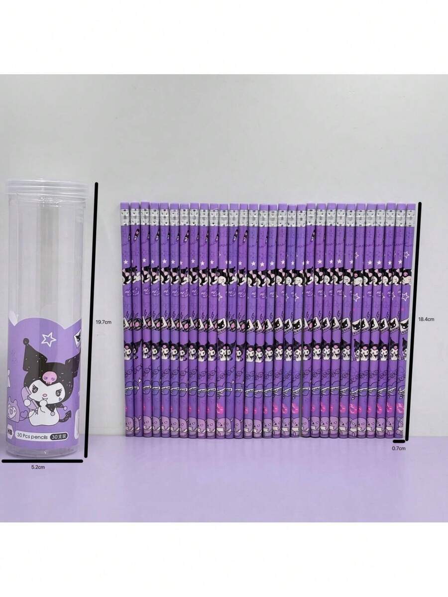 SANRIO 6 件套 、、 可爱卡通 HB 铅笔(带橡皮擦)文具套装 - 彩色 - 查看 1