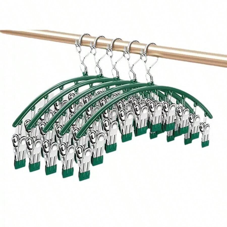 1 Pack Of 10-20 Pcs Stainless Steel Oval Sock Clips With Extra-Strong Grip, Waterproof And Rust-Proof, Wind-Resistant Buckle For Secure Balcony Drying, Space-Saving Laundry Accessory For Apartments And Homes, Gentle Delicate-Friendly, Quick-Dry Outdoor Clothes Line Solution, Durable Weather-Resistant Clip Set For Spring And Summer, Keeps Socks And Underwear Organized, Easy Clip-On Drying, No-Slip Clasp - Multicolor - View 1