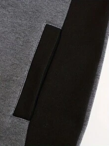 2-Piece Men's Autumn And Winter Sportswear Set - Fashionable Color Block Long-Sleeved Hooded Zipper Sports Jacket And Pure Salad Rope Jogging Pants, Comfortable And Breathable Fabric, Adjustable Belt, Suitable For Outdoor Sports,Colorblock    Spring/Fall    Regular Fit    Pocket  Zipper  Drawstring,The Size Is A Bit Small. It Is Recommended To Choose A Larger Size. - 灰色 - 查看 4