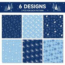 12pcs Christmas Gift Wrapping Paper - Navy Blue With White Reindeer & Snowflake Pattern, High-Quality Holiday Wrapping Paper, Suitable For Party Decoration And Gift Box Packaging, Thick Material, Ideal For Crafters Christmas Christmas Decorations Christmas Pajamas Christmas Gifts Christmas Decor