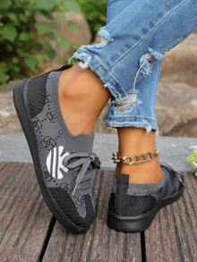 拼色运动鞋 - 拼色休闲运动鞋 - 系带，轻便，软底 - 散步，滑冰，日常穿着 - 女士 - 舒适，时尚，多功能 - 迈向时尚与舒适 - 灰色 - 查看 6