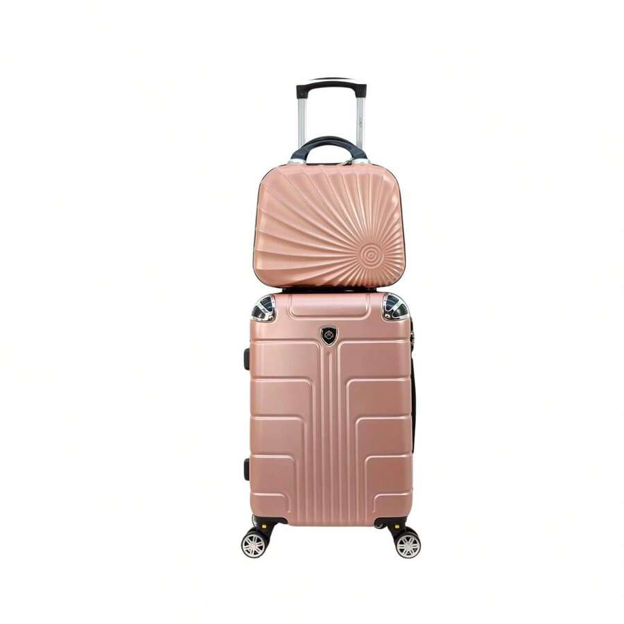 JONY Maleta Más Neceser de 20 Pulgadas Con Candado Fijo De Combinación y 4 Llantas 360° - Rosa Oxidada - Ver 1