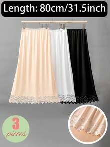 3件/2件/1件 包臀内衬裙 打底裙 防走光裙 多色 纯色 春夏款 防透防走光 中长裙 内衬裙 蕾丝底 防静电半裙 松紧腰带 适合偏胖女生 适合日常穿着 - 彩色 - 查看 27