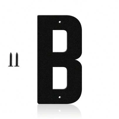 Black Metal House Numbers And Letters A-Z & 0-9, Waterproof Rustproof Modern Address Numbers For Mailbox, Door, And Outdoor Home Office(B)
