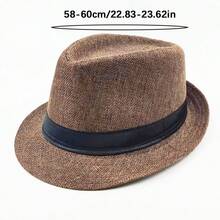 1pc Summer Sun Hat, Korean Fashion British Style Hat, Suitable For Men, Fashionable Beach Sun Hat, Multiple Colors Available, Machine Washable - Leaf Straw Hat - View 9