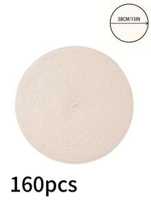 1/4/6/12 miếng lót đĩa tròn PP phong cách Bohemian, màu trơn, chống trượt, chịu nhiệt, hoàn hảo cho sử dụng hàng ngày, ngày lễ, họp mặt gia đình, tiệc Giáng sinh, bữa tối, bàn cà phê, trang trí nhà cửa, mọi mùa - Màu be - Xem 13