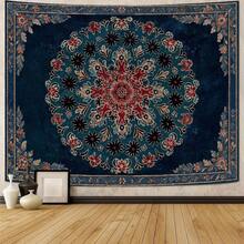 Boho Mandala Tapestry Wall Hanging Bohemian Floral Flower Medallion Tapestry Aesthetic Wall Art Large Green Yellow Hippie  Tapestries, Vintage Wall Decor Banner For Living Room Bedroom Dorm Home Decor(40x30inch/60x40inch/60x51inch/80x60inch) - 藍色 紅色 - 查看 4