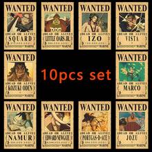 ONE PIECE Zestaw 5-20 sztuk plakatów One Piece Bounty Wanted z papieru pakowego, Anime Gear 5, Luffy, Bóg Słońca, Nika, dekoracja ścienna do salonu w stylu vintage