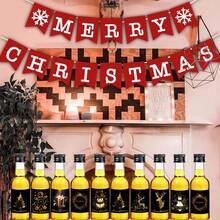 36/4pcs 0.85oz-1.7oz Mini Christmas Liquor Bottle,Beverage Dispensing Bottle,Clear Plastic Bottle,With Black,Golden And Silvery Lids,And With 9 Different Patterns Christmas Labels,Such As Elk, Ball, Christmas Tree, Snowflake And So On,Suitable For Christmas,Birthday Party,Wedding Decoration.