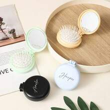 Customized Air Cushion Comb, Cute Candy Color Air Cushion Comb, Personalized Mirror Comb Set, 7 Color Options, Mini Portable Folding Air Cushion Comb, Home Massage Comb Mirror Integrated Hair Brush Christmas Beauty Accessories - Multicolor - View 3