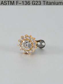 1PC F136 Titanium Dermal Anchor Cown Flower Leaf Triangle Micro Dermal Anchor Diver Implants Jewelry Body Piercing Zirconia Flat Back Cluster Hide In Face Clavicle Skin 14G Piercing Jewelry Sexy Unisex - Titanium - View 13