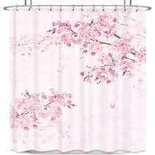 Cherry Blossom Shower Curtain, 66x72 Inch, Sakura Floral Blooming Flower Spring Japanese Asian Aesthetic Fabric Waterproof Polyester Bathroom Home Decor Set With Hooks Bathroom Decor