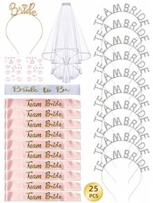 37/36/24/5/10/25件装 TeamBride 水钻发箍，闪亮单身派对发饰，水晶皇冠，适合新娘送礼会、婚礼庆典回礼，是新娘闺蜜团的理想之选