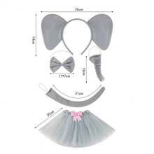 New Personalized Small Elephant Animal Headband, Elephant Ear Headband Combination, Fashionable Stage Performance Party Accessories, Cute Elephant Headband & Gloves Set, Stylish Party Elephant Costume Headpiece Accessories - Elephant Four Piece Set - View 3