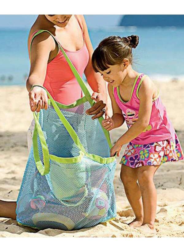1PC Blue Children's Toy Storage Bag, Essential For Family Trips, Foldable Storage Net Bag.