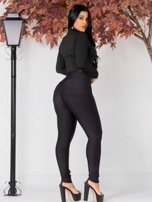 CALÇA LEGGING LIPO MODELADORA SUPLEX SUPER POWER COM BOLSOS - Preto - Visão 7