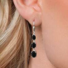 Gem Stone King 3-Stone Leverback Drop Dangle Earrings Women |   925 Sterling Silver |   Gemstone Birthstone |   Oval 8X6MM 7X5MM And 6X4MM |   Fine Jewelry Gifts Her Mom Women Wife - 瑪瑙,十二月 - 查看 3