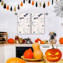 2/4 Piezas Paños de cocina con estampado de fantasma, adecuados para regalos de Halloween, decoraciones de Halloween, súper absorbentes de microfibra moderna para cocinar, hornear, lavar platos, limpiar, toallas de mano, paños de té, suaves y muy absorbentes, decoración de cocina, regalos para vecinos, madres, cumpleaños, inauguración de la casa para amigos, artículos esenciales de cocina, necesidades diarias - Multicolor - Ver 5