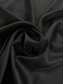 女士优雅缎面衬衫和中长裙套装，适合夏季日常穿着和工作场合，黑色 - 黑色 - 查看 8