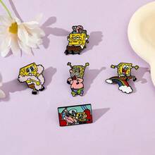 SpongeBob SquarePants 海绵宝宝 1/5 件时尚卡通胸针个性化海绵宝宝珐琅别针金属徽章珠宝服装背包配饰礼物送给朋友 - 均碼 - 查看 6