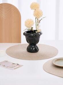 1/4/6/12 miếng lót đĩa tròn PP phong cách Bohemian, màu trơn, chống trượt, chịu nhiệt, hoàn hảo cho sử dụng hàng ngày, ngày lễ, họp mặt gia đình, tiệc Giáng sinh, bữa tối, bàn cà phê, trang trí nhà cửa, mọi mùa - Màu be - Xem 9