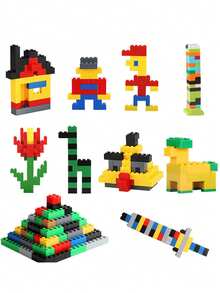 1000pcs Micro Building Blocks, Children Creative DIY Assembly Loose Bricks, Develop Imagination And Hands-On Ability, Free Combination, Gift For Boys And Girls - Multicolor - View 9