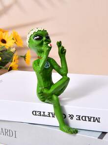 1pc Alien Smoking & Drinking Resin Figurine, Alien & UFO Outdoor Garden Statue Decor