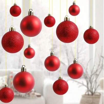 42pcs Red Christmas Ornament Balls, 3/4/5cm Christmas Hanging Balls, Plastic Balls, Christmas Tree Decorations, Suitable For Home, Room, Bedroom, New Year, Christmas, Outdoor, Holiday Party, Christmas Party Supplies, Christmas Theme Hanging Decor, Event Party Favors, Christmas Ball Gift Set, Happy New Year, Gifts For Family And Friends