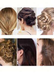 5/50/100/150/200 peças Clipes de cabelo pretos para mulher, clipes laterais, ganchos de cabelo, ganchos de cabelo em forma de U, acessórios de clipes de aço - Multicolorido - Ver 4