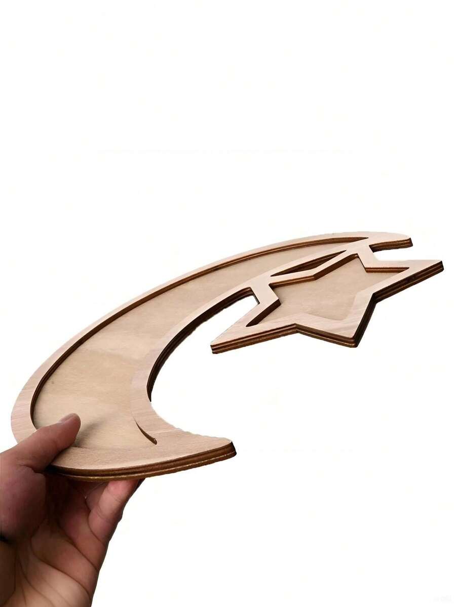 1 pieza Bandeja decorativa de madera artesanal con luna y estrellas, regalo minimalista para festividad - Multicolor - Ver 1