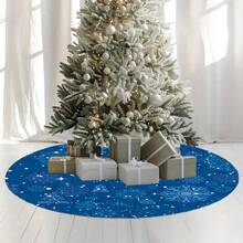 Christmas 1pc Christmas Theme Modern Minimalist Art Blue Theme Snowflake And Flower Pattern Colorful Printed High Quality Polyester Christmas Tree Skirt, 35.43inch 47.24inch 57.08inch, Suitable For Christmas Decoration In Various Scenarios, Suitable For , Thanksgiving, Christmas And New Year Home Decor Christmas Decorations Room Decor Winter Christmas Decorations Home Christmas Gifts Christmas Decor - Multicolor - View 8