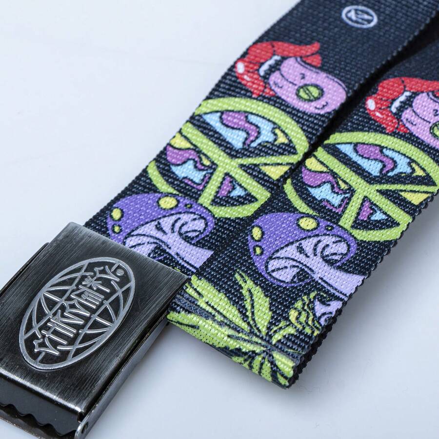 Chronic Mushroom Belt With Tag World Metal Buckle In Black - 黑色 - 查看 1