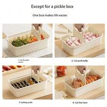 Boîte de conservation pour concombres - Boîte alimentaire amovible et antidérapante, hermétique avec couvercle, gain de place, livrée avec un cutter, boîte de conservation de rechange pour réfrigérateur, idéale pour la maison et la préparation des repas, accessoires de cuisine, rangement et organisation du réfrigérateur - Blanc - Voir 7