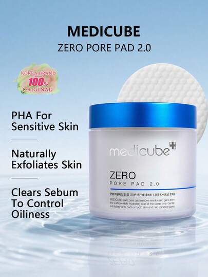  Medicube ZERO PORE PAD 2.0, Dual-Sided Pads, Pore-Blurring, 60-Second Refresh, Sensitive Skin , Travel- Case, Pre-Soaked Tonic, Texture-Refining Finish, Post-Workout Clarifying, Night Recovery|K-Beauty| 155g/5.46oz