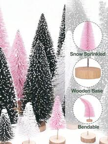 Mini Christmas Tree Desktop, Artificial Christmas Pine Tree, Mini Bottle Brush Trees Tabletop, Small Sisal Trees With Wooden Bases, For Xmas Tabletop Crafts, Xmas Holiday Decor, Indoor Decor Christmas Decorations Winter Room Decor