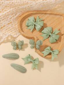 8 件/套极简主义蝴蝶结发夹，波西米亚针织蝴蝶女孩发夹，马尾辫夹，适合节日派对、旅行、时尚发饰套装 - 蝴蝶結髮夾 - 查看 9