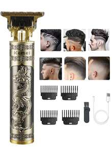 Kemei KM-T9 Men's Professional Zero Gap Hair Clipper & Beard Trimmer | USB Rechargeable, Multifunctional Men's Electric Shaver With Guide Comb | Barber Home & Travel Grooming | Christmas Gift For Dad