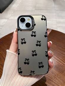 1pc Cute & Cool Black Heart, Cherry, Bow Design Shockproof TPU Phone Case, With Anti-Slip Matte Back, Provides Protection Compatible With Iphone & Galaxy Phones - Multicolor - View 1