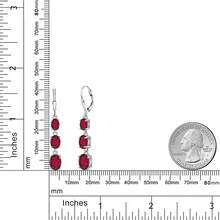 Gem Stone King 3-Stone Leverback Drop Dangle Earrings Women |   925 Sterling Silver |   Gemstone Birthstone |   Oval 8X6MM 7X5MM And 6X4MM |   Fine Jewelry Gifts Her Mom Women Wife - 紅寶石色神秘黃玉 - 查看 6